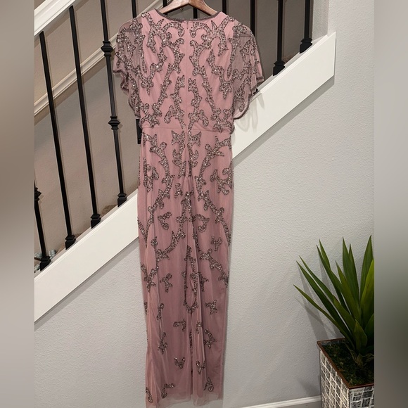 ADRIANNA PAPELL Womens Sequined Dolman Sleeve Crew Neck Full-Length Formal Gown - Picture 8 of 10